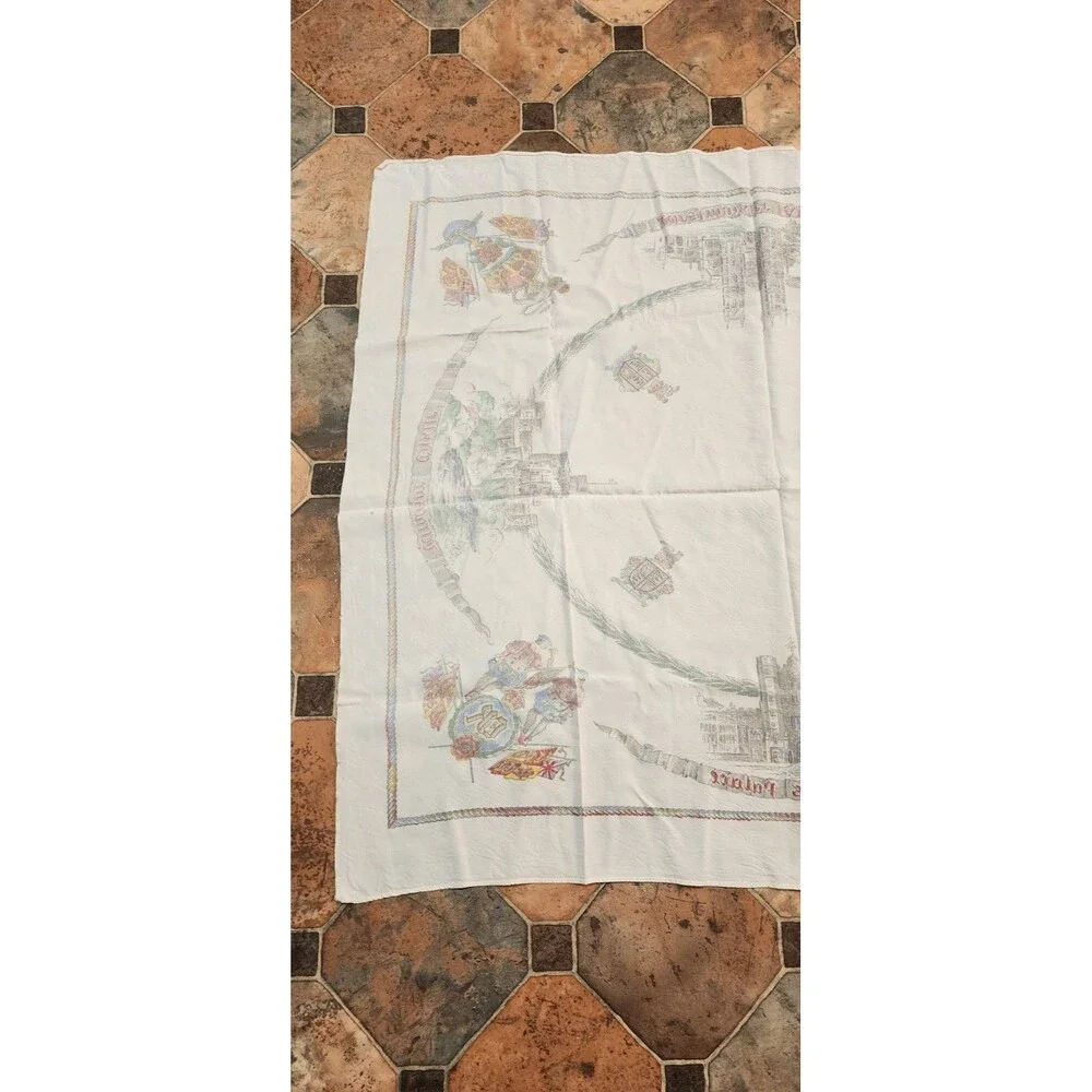 Royal Palaces Vintage Square Tablecloth ~46.25 X 42.5